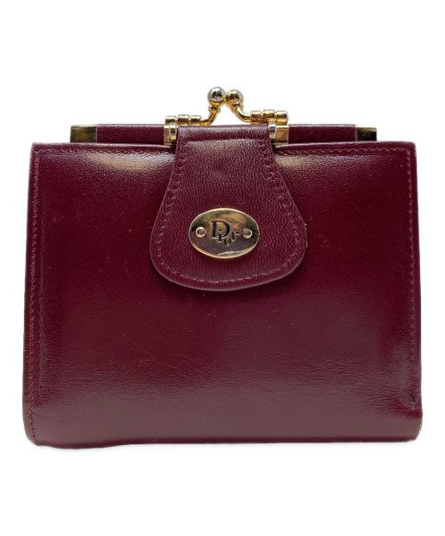 Christian Dior（クリスチャン ディオール）Christian Dior (クリスチャン ディオール) レザーがま口二つ折り財布 ボルドーの古着・服飾アイテム