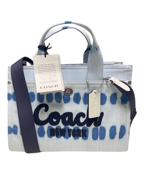 COACH（コーチ）COACH (コーチ) カーゴトートバッグ・ダイダイ スカイブルーの古着・服飾アイテム