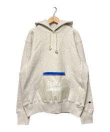 Champion REVERSE WEAVE×BEAMS×Ziploc(R)（チャンピオン リバース ウィーブ×ビームス）の古着「ロゴリバースウィーブプルオーバーパーカー」｜グレー