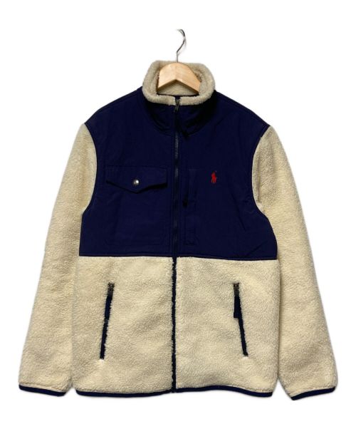 POLO RALPH LAUREN（ポロ・ラルフローレン）POLO RALPH LAUREN (ポロ・ラルフローレン) ハイブリッドフリースジャケット ホワイト×ネイビー サイズ:Sの古着・服飾アイテム