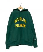 Champion REVERSE WEAVE×Pilgrim Surf+Supply×BEAMSチャンピオン リバース ウィーブ×ピルグリム サーフサプライ×ビームス）の古着「Print Hoodie / リバースウィーブプルオーバーパーカー」｜グリーン