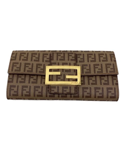 FENDI（フェンディ）FENDI (フェンディ) 長財布 ベージュ×ブラウンの古着・服飾アイテム