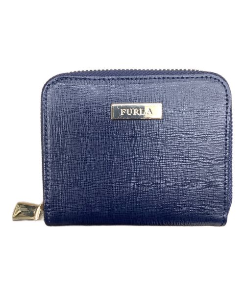 FURLA（フルラ）FURLA (フルラ) ラウンドファスナー財布 ネイビー×ゴールドの古着・服飾アイテム