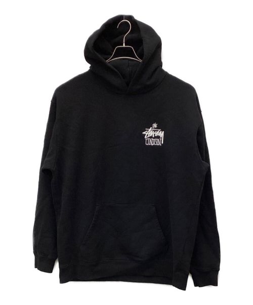 STUSSY x UNION THE STUSSY UNION HOOD（ステューシー×ユニオン）STUSSY x UNION THE STUSSY UNION HOOD (ステューシー×ユニオン) プルオーバーパーカー ブラック×ブルー サイズ:XLの古着・服飾アイテム