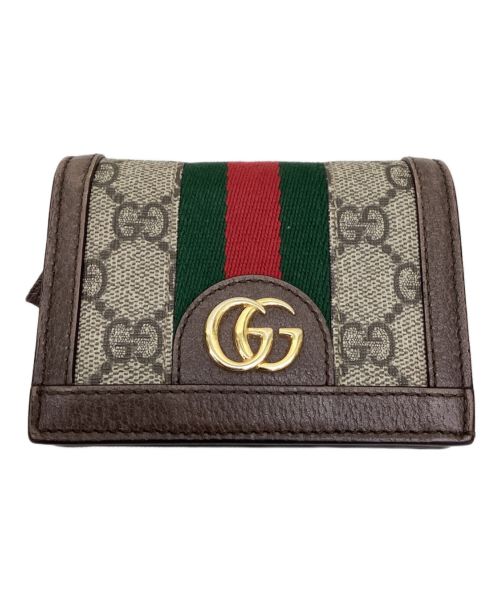 GUCCI（グッチ）GUCCI (グッチ) 2つ折り財布 ベージュ×ブラウン×グリーンの古着・服飾アイテム