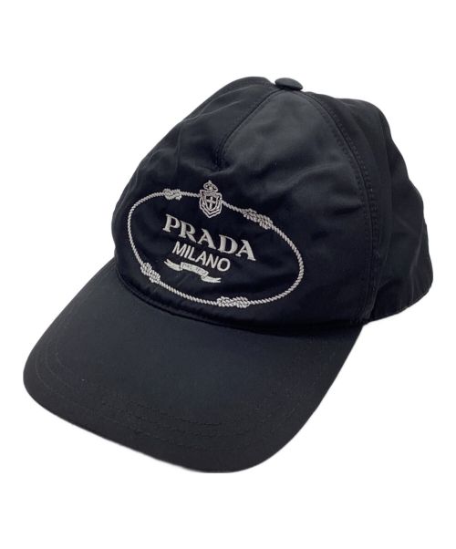 PRADA（プラダ）PRADA (プラダ) ナイロンベースボールキャップ ブラックの古着・服飾アイテム