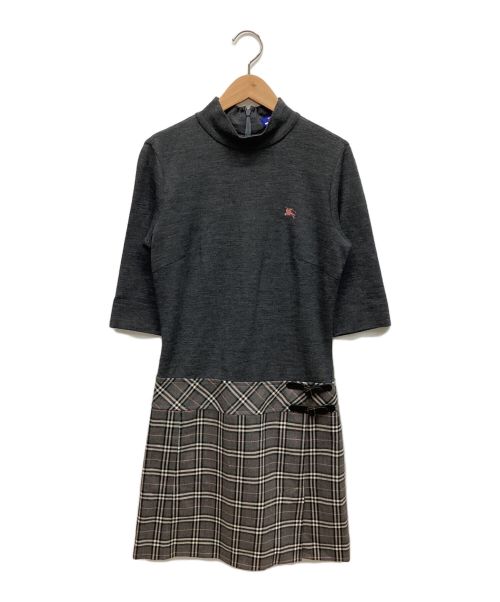 BURBERRY BLUE LABEL（バーバリーブルーレーベル）BURBERRY BLUE LABEL (バーバリーブルーレーベル) 切替ワンピース グレー サイズ:38の古着・服飾アイテム