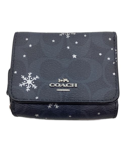 COACH（コーチ）COACH (コーチ) 3つ折り財布 ネイビー×グレーの古着・服飾アイテム