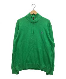 POLO RALPH LAUREN（ポロ・ラルフローレン）の古着「ハーフジップコットンニット」｜グリーン