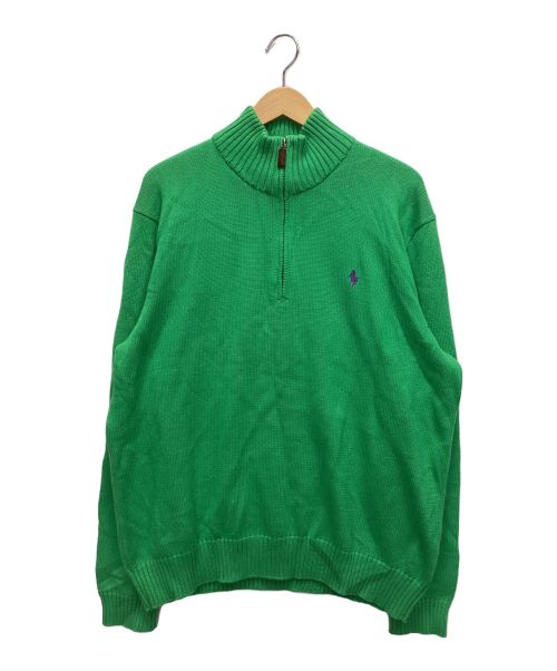 POLO RALPH LAUREN（ポロ・ラルフローレン）POLO RALPH LAUREN (ポロ・ラルフローレン) ハーフジップコットンニット グリーン サイズ:XLの古着・服飾アイテム