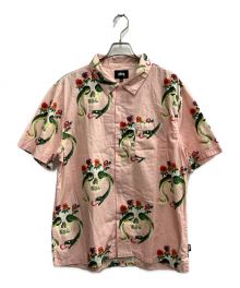 stussy（ステューシー）の古着「Skull Pattern Shirt/アロハシャツ」｜ピンク