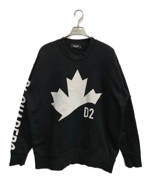 DSQUARED2（ディースクエアード）DSQUARED2 (ディースクエアード) D2 LEAF CREWNECK SWEAT ブラック サイズ:Sの古着・服飾アイテム