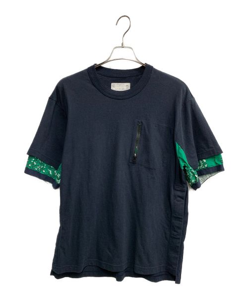 sacai（サカイ）sacai (サカイ) バンダナプリントＴシャツ ネイビー×グリーン サイズ:2の古着・服飾アイテム