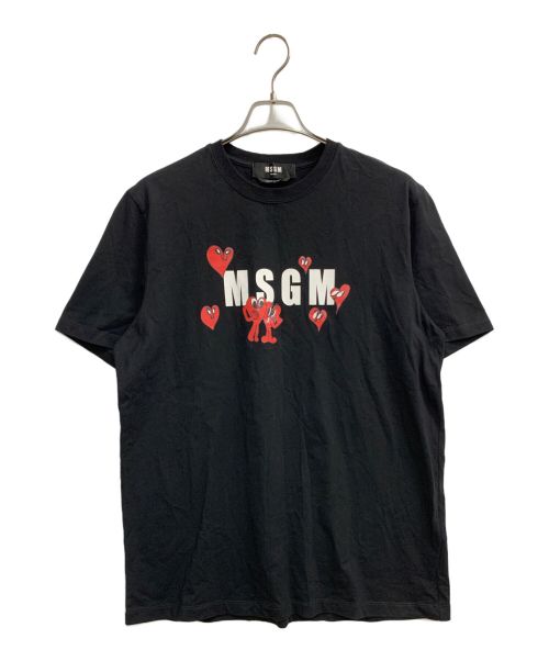 MSGM（エムエスジーエム）MSGM (エムエスジーエム) FUNNY HEARTロゴTシャツ ブラック サイズ:Mの古着・服飾アイテム