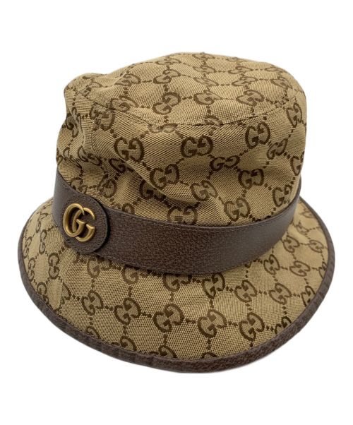 GUCCI（グッチ×パレス）GUCCI (グッチ) フェドラハット GGキャンバス ブラウン サイズ:M 58cmの古着・服飾アイテム