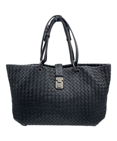 BOTTEGA VENETA（ボッテガベネタ）BOTTEGA VENETA (ボッテガベネタ) レザートートバッグ ブラックの古着・服飾アイテム