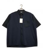 WHITE MOUNTAINEERINGホワイトマウンテ二アニング）の古着「PANAMA JERSEY SHORT SLEEVE SHIRT」｜ネイビー