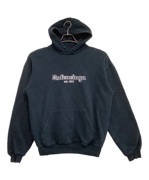 BALENCIAGA（バレンシアガ）BALENCIAGA (バレンシアガ) EST.1917 Back Pulled Hoodie ネイビー サイズ:XSの古着・服飾アイテム