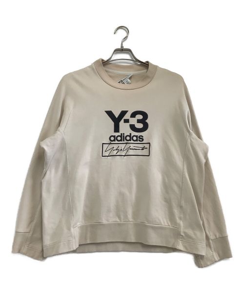 Y-3（ワイスリー）Y-3 (ワイスリー) STACKED LOGO CREW SWEATER ベージュ サイズ:Mの古着・服飾アイテム