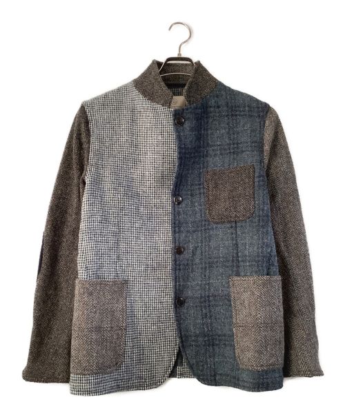 Harris Tweed（ハリスツイード）Harris Tweed (ハリスツイード) BEAUTY&YOUTH (ビューティーアンドユース) パッチワークツイードジャケット ネイビー×グレー サイズ:Mの古着・服飾アイテム