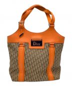 Christian Diorクリスチャン ディオール）の古着「トートバッグ　トロッター」｜ベージュ×オレンジ
