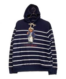 POLO RALPH LAUREN（ポロ・ラルフローレン）の古着「ポロベアプリントプルオーバーパーカー」｜ネイビー