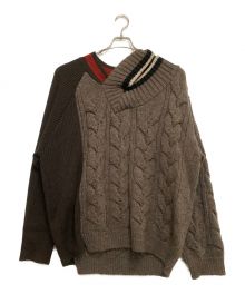 KOLOR（カラー）の古着「ケーブルニット CABLE V-NECK KNIT」｜ブラウン