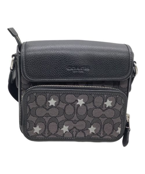 COACH（コーチ）COACH (コーチ) ショルダーバッグ シグネチャー ジャカード サリバン フラップ クロスボディ ブラック×グレーの古着・服飾アイテム