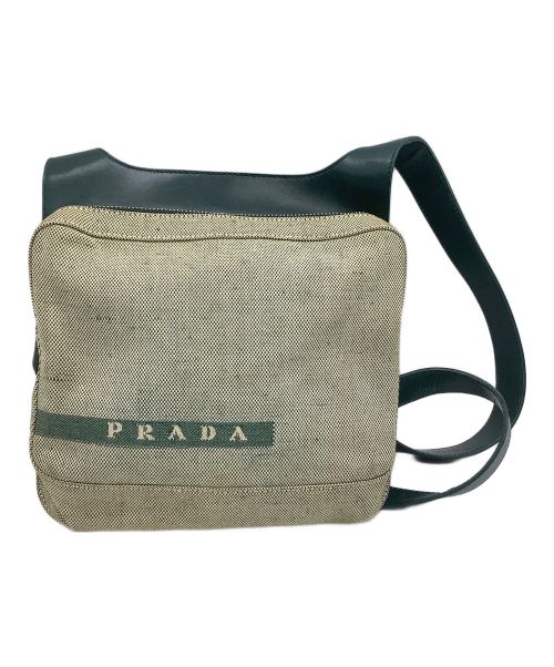 PRADA（プラダ）PRADA (プラダ) キャンバスショルダーバッグ ライトグリーン×グリーンの古着・服飾アイテム