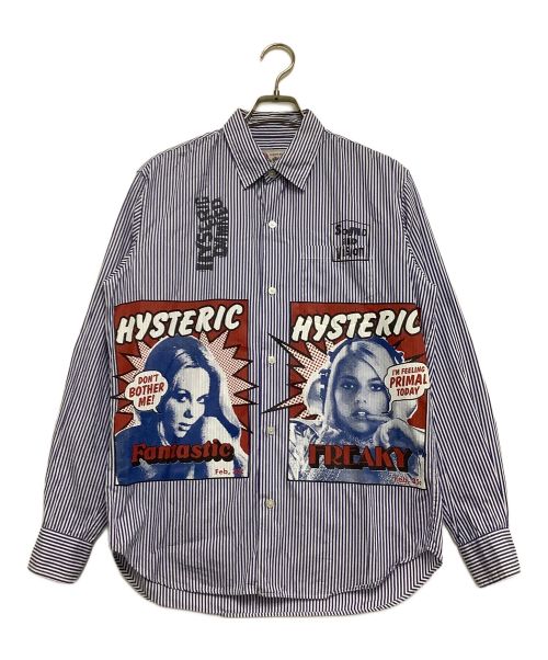 Hysteric Glamour（ヒステリックグラマー）Hysteric Glamour (ヒステリックグラマー) 長袖シャツ ホワイト×ブルー サイズ:Mの古着・服飾アイテム