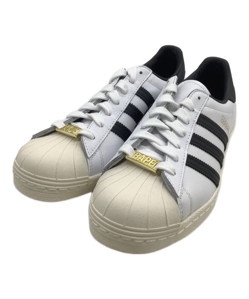 adidas（アディダス）adidas (アディダス) A BATHING APE (アベイシングエイプ) ローカットスニーカー SUPERSTAR 80S BAPE 	50周年記念コラボ ホワイト サイズ:25.5の古着・服飾アイテム