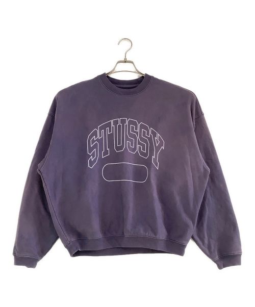 stussy（ステューシー）stussy (ステューシー) VARSITY OVERSIZED CREW パープル サイズ:Mの古着・服飾アイテム