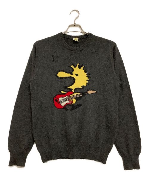 PEANUTS（ピーナッツ）PEANUTS (ピーナッツ) Hysteric Glamour (ヒステリックグラマー) カシミヤニット ウッドストック グレー サイズ:Lの古着・服飾アイテム