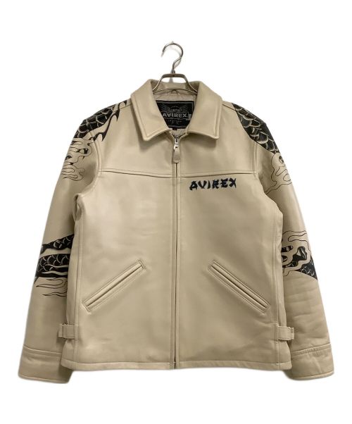 AVIREX（アヴィレックス）AVIREX (アヴィレックス) レザージャケット　	DRAGON&SNAKE TRACKER JACKET ベージュ サイズ:Lの古着・服飾アイテム