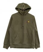 CarHarttカーハート）の古着「プルオーバーパーカー hooded american script sweat」｜グリーン