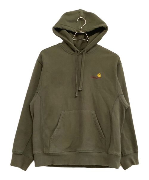 CarHartt（カーハート）CarHartt (カーハート) プルオーバーパーカー hooded american script sweat グリーン サイズ:Mの古着・服飾アイテム