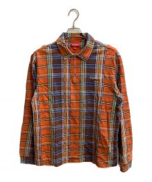 SUPREME（シュプリーム）の古着「Plaid Zip Up L/S POLO」｜オレンジ