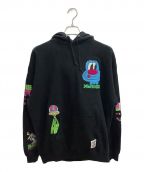 X-LARGEエクストララージ）の古着「TIM COMIX CHENILLE EMBROIDERED HOODED SWEAT」｜ブラック