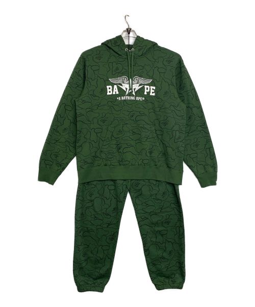 A BATHING APE（アベイシングエイプ）A BATHING APE (ア ベイシング エイプ) 裏起毛フーディ・パンツセット グリーン サイズ:３XLの古着・服飾アイテム