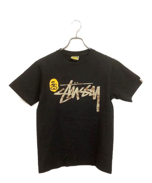 BAPE BY A BATHING APE（ベイプバイアベイシングエイプ）BAPE BY A BATHING APE (ベイプバイアベイシングエイプ) stussy (ステューシー) camo shark TEE ブラック サイズ:Sの古着・服飾アイテム