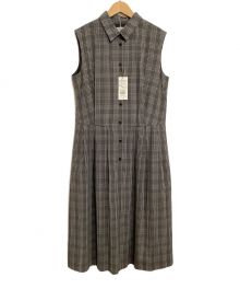 MACKINTOSH LONDON（マッキントッシュ ロンドン）の古着「ラインチェックコットンワンピース」｜グレー