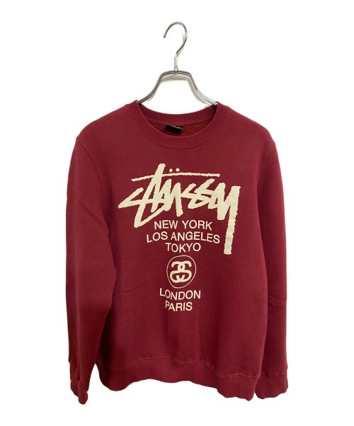 stussy（ステューシー）stussy (ステューシー) WORLD TOUR スウェットシャツ レッド サイズ:Sの古着・服飾アイテム