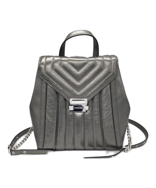 MICHAEL KORS（マイケルコース）MICHAEL KORS (マイケルコース) Whitney Quilted Metallic Leather Backpack シルバーの古着・服飾アイテム