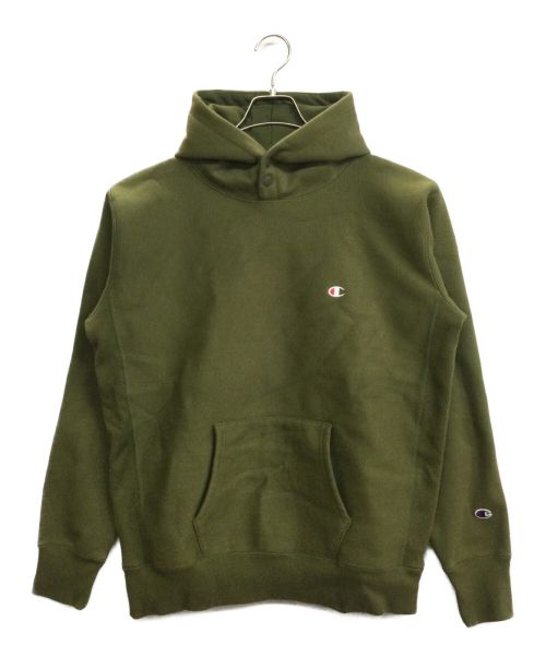 Champion（チャンピオン）Champion (チャンピオン) リバースウィーブ フーデッドスウェットシャツ オリーブ サイズ:X-LARGEの古着・服飾アイテム