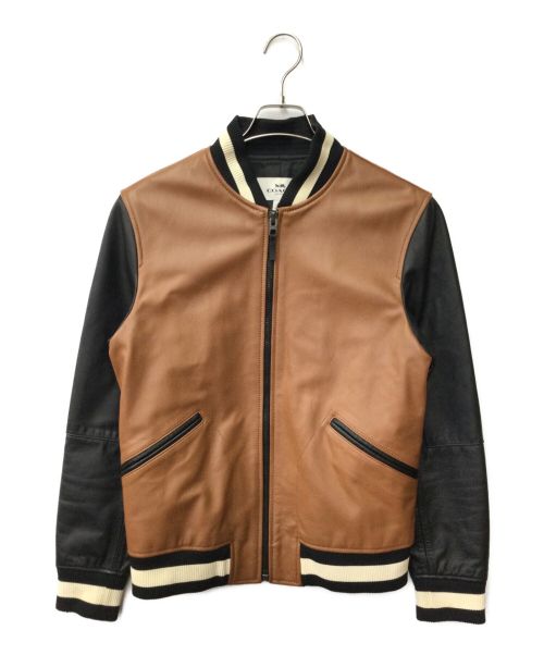 COACH（コーチ）COACH (コーチ) Leather Varsity Jacket ブラウン サイズ:XSの古着・服飾アイテム