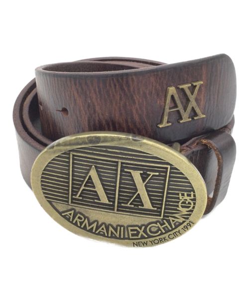 ARMANI EXCHANGE（アルマーニ エクスチェンジ）ARMANI EXCHANGE (アルマーニ エクスチェンジ) レザーベルト トップバックル ブラウン サイズ:88-98cmの古着・服飾アイテム