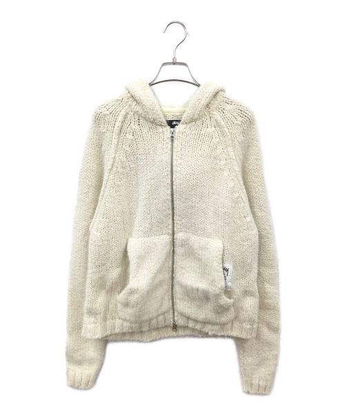 stussy（ステューシー）stussy (ステューシー) CHUNKY KNIT ZIP HOODIE ホワイト サイズ:Sの古着・服飾アイテム