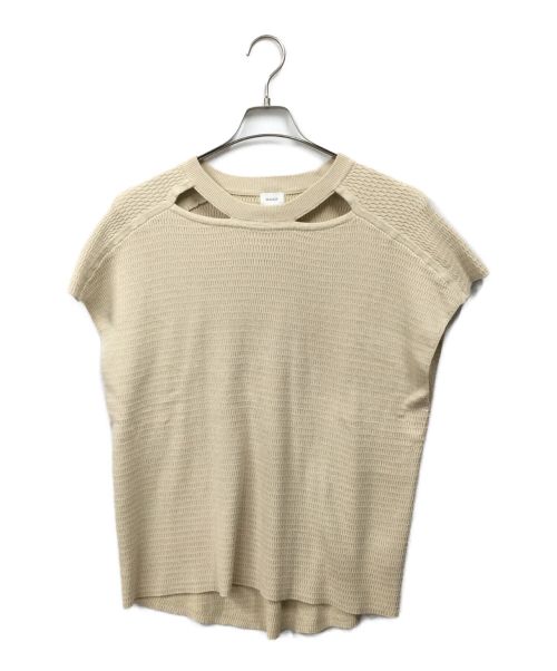 MANOF（マノフ）MANOF (マノフ) DECOLLETE OPEN KNIT TOPS ベージュ サイズ:FREEの古着・服飾アイテム