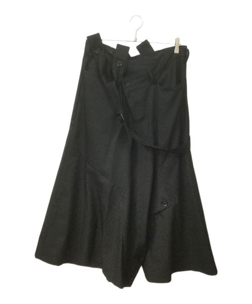 GROUND Y（グラウンドワイ）GROUND Y (グラウンドワイ) WOOL POLYESTER GABARDINE ONE SHOULDER PANTS ブラック サイズ:3 未使用品の古着・服飾アイテム