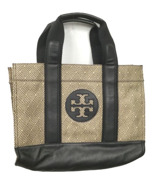 TORY BURCH（トリーバーチ）TORY BURCH (トリーバーチ) キャンバス×レザートートバッグ ベージュ×ブラック ベージュの古着・服飾アイテム